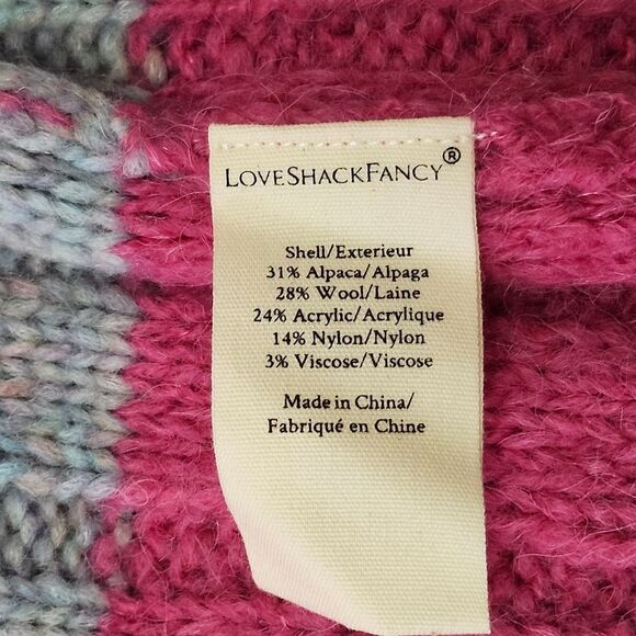 LoveShackFancy Tirzah Pink and Gray Striped Hooded Zip Up Sweater. Sz. XXS - Picture 4 of 7